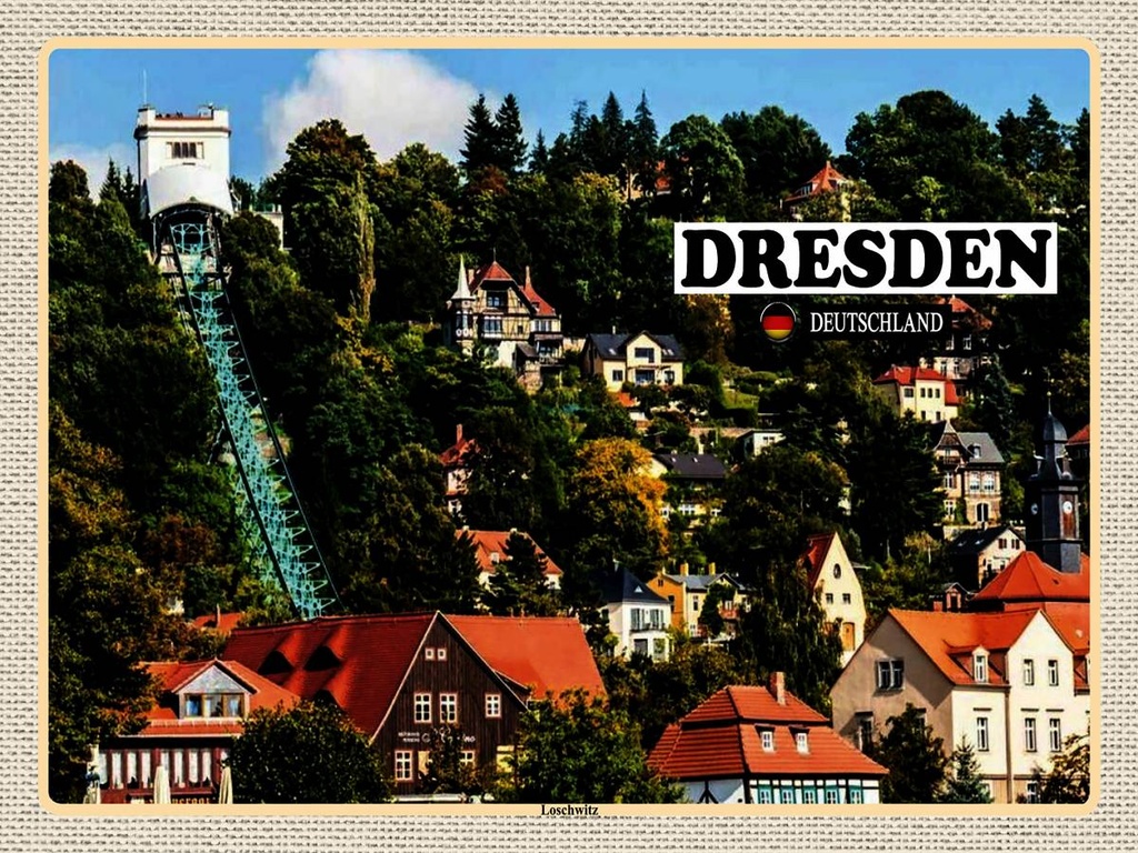[LA-1792583-H] Holzschild 30x40 cm Dresden Deutschland Loschwitz Bildmotiv Reisemotiv Abenteuer Reisen