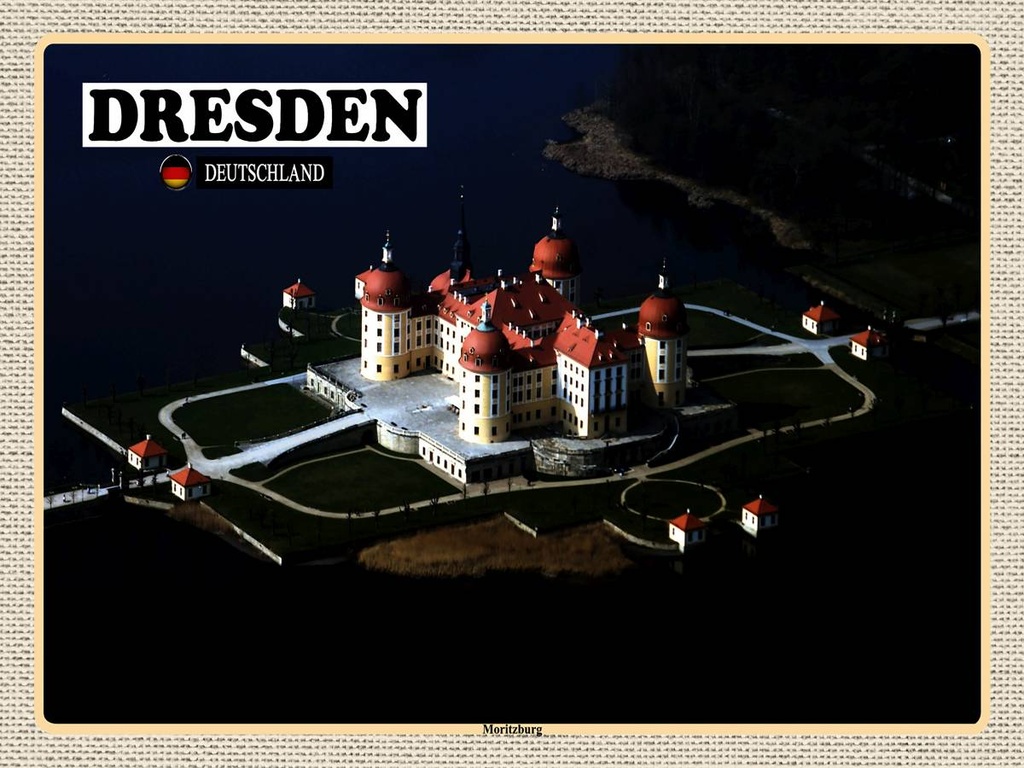 [LA-1792584-H] Holzschild 30x40 cm Dresden Deutschland Moritzburg Bildmotiv Reisemotiv Abenteuer Reisen