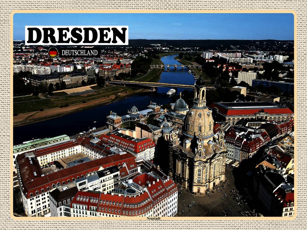 [LA-1792585-H] Holzschild 30x40 cm Dresden Deutschland Neustadt Bildmotiv Reisemotiv Abenteuer Reisen