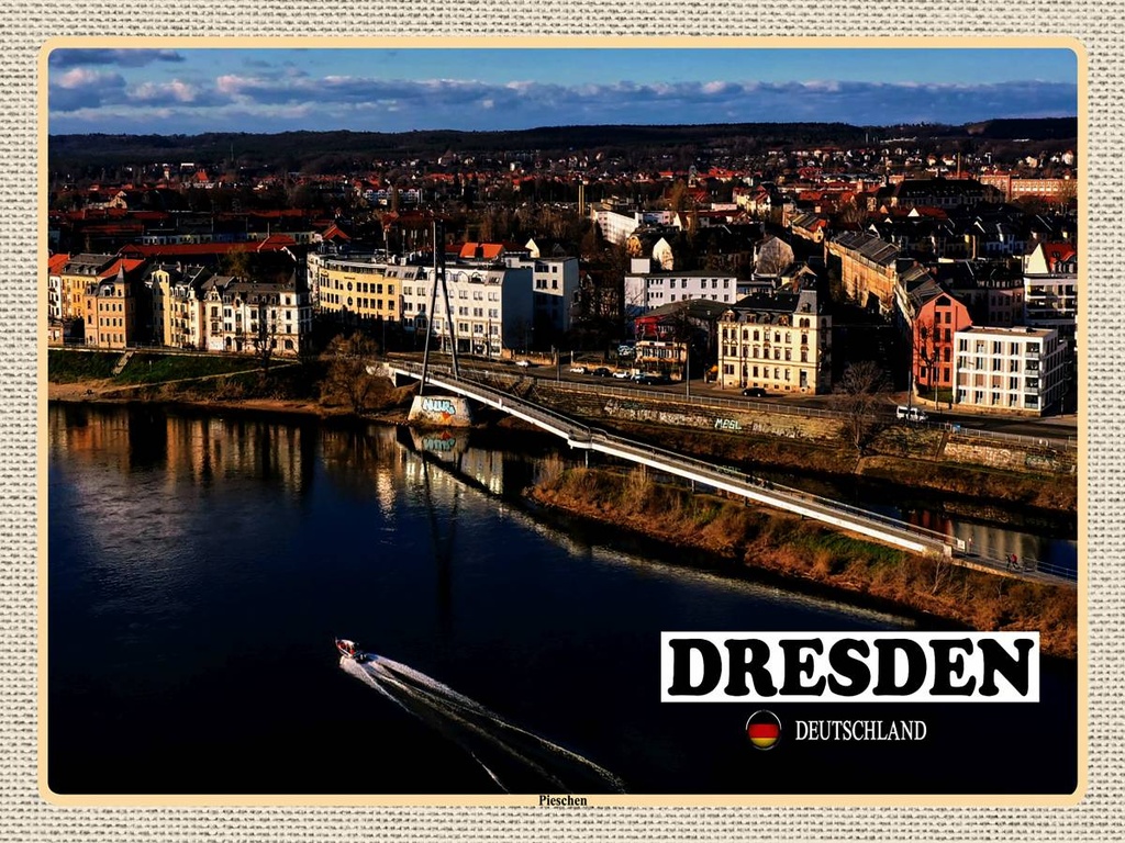 [LA-1792586-H] Holzschild 30x40 cm Dresden Deutschland Pieschen Bildmotiv Reisemotiv Abenteuer Reisen