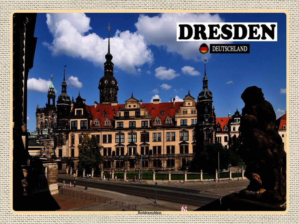 [LA-1792588-H] Holzschild 30x40 cm Dresden Residenzhaus Skulptur Bildmotiv Reisemotiv Abenteuer Reisen