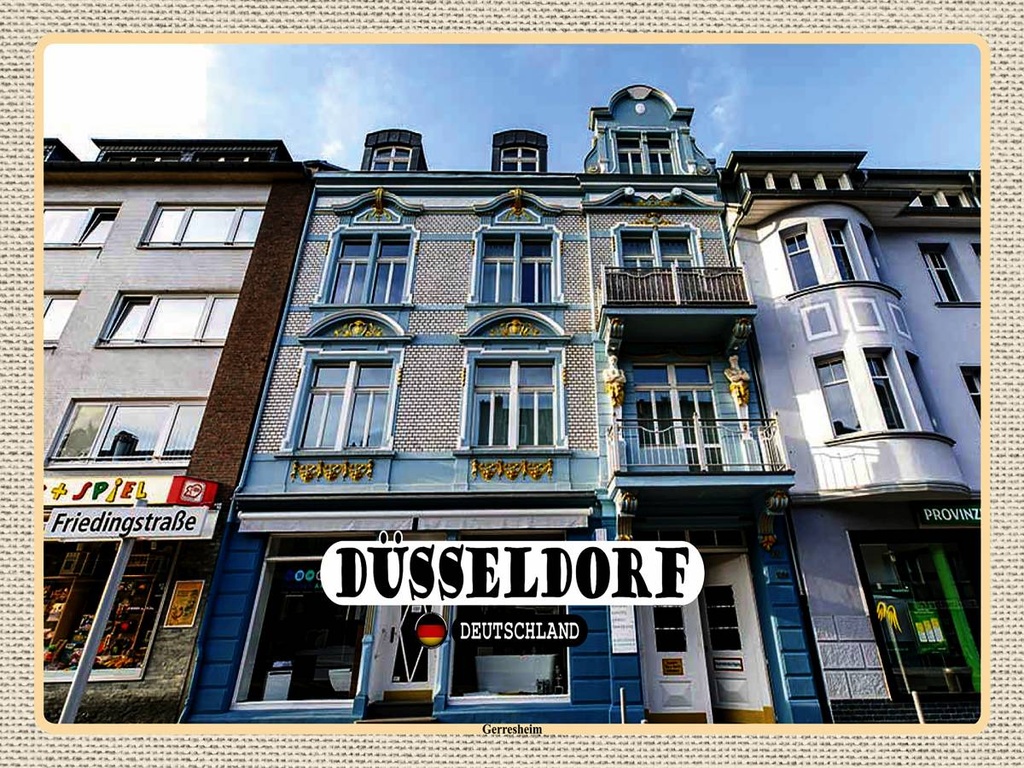 [LA-1792598-H] Holzschild 30x40 cm Düsseldorf Gerresheim Bildmotiv Reisemotiv Abenteuer Reisen