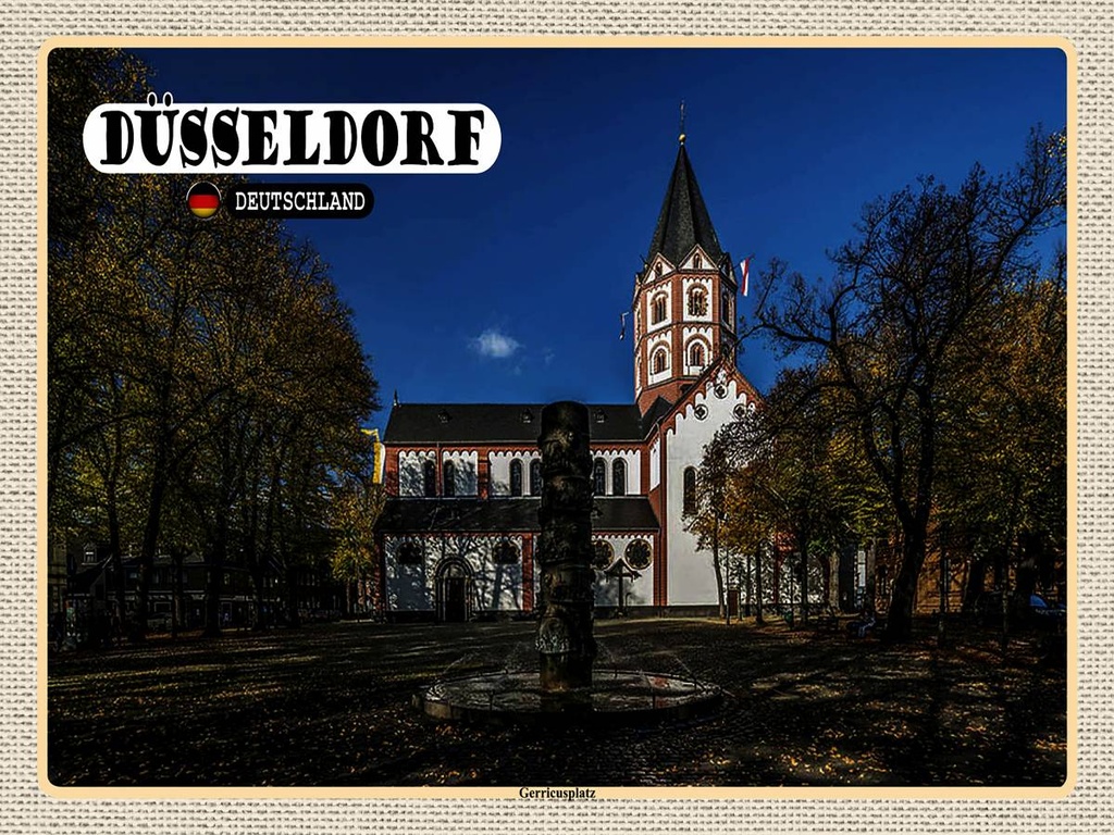 [LA-1792599-H] Holzschild 30x40 cm Düsseldorf Gerricusplatz Baustil Bildmotiv Reisemotiv Abenteuer Reisen