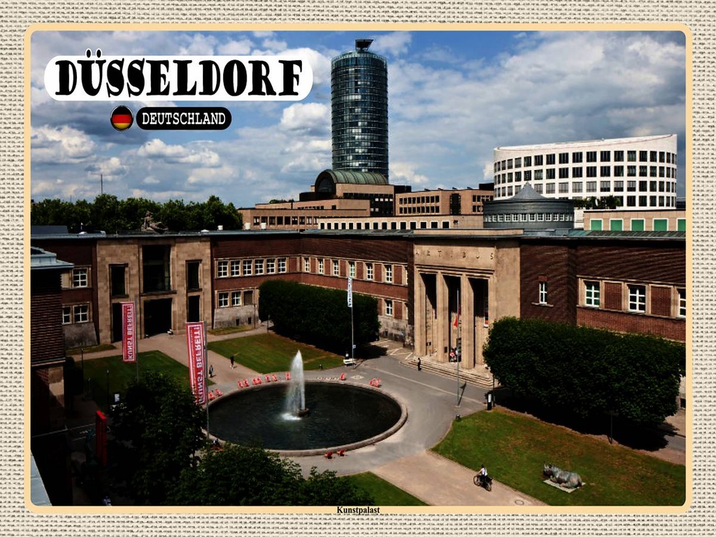[LA-1792601-H] Holzschild 30x40 cm Düsseldorf Königsallee Altstadt Bildmotiv Reisemotiv Abenteuer Reisen