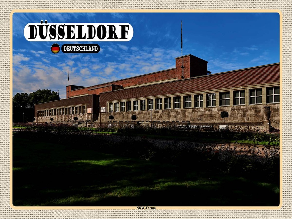[LA-1792605-H] Holzschild 30x40 cm Düsseldorf NRW-Forum Deutschland Bildmotiv Reisemotiv Abenteuer Reisen