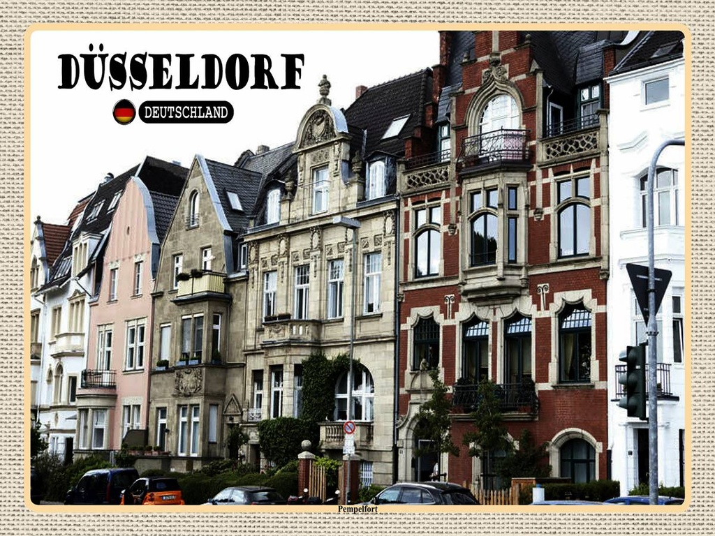 [LA-1792606-H] Holzschild 30x40 cm Düsseldorf Pempelfort Deutschland Bildmotiv Reisemotiv Abenteuer Reisen