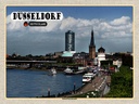 Holzschild 30x40 cm Düsseldorf Rheinuferpromenade Bildmotiv Reisemotiv Abenteuer Reisen