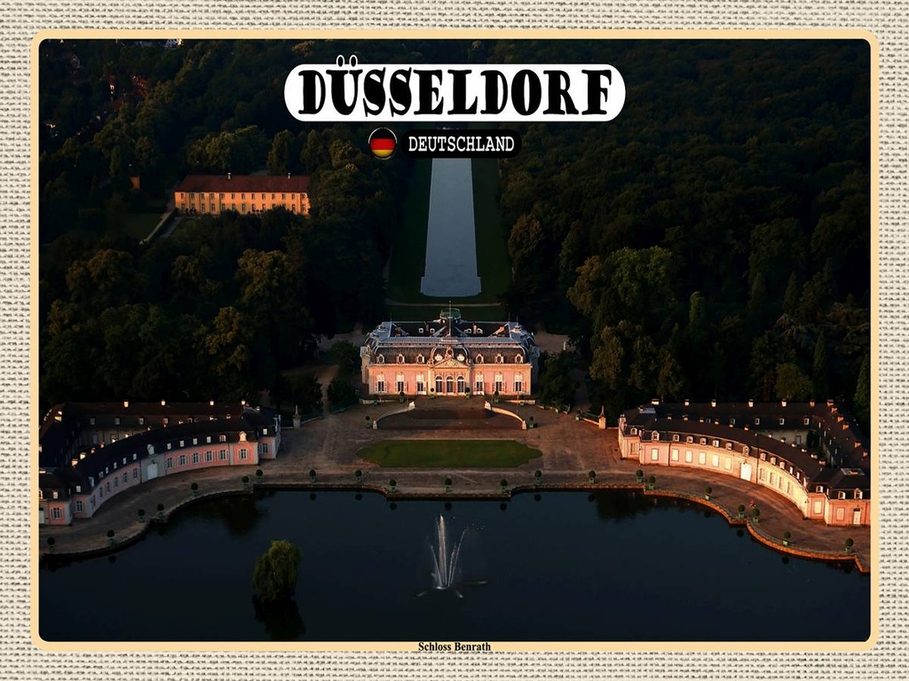 [LA-1792610-H] Holzschild 30x40 cm Düsseldorf Schloss Benrath Bildmotiv Reisemotiv Abenteuer Reisen
