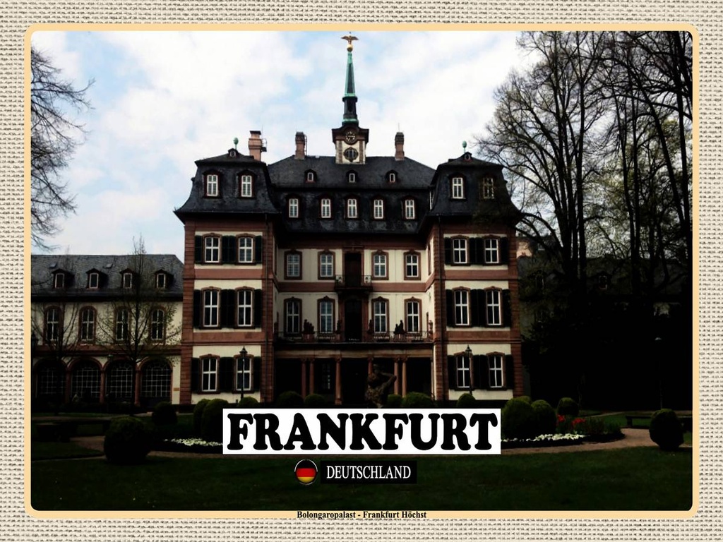 [LA-1792615-H] Holzschild 30x40 cm Frankfurt Höchst Bolongaropalast Bildmotiv Reisemotiv Abenteuer Reisen