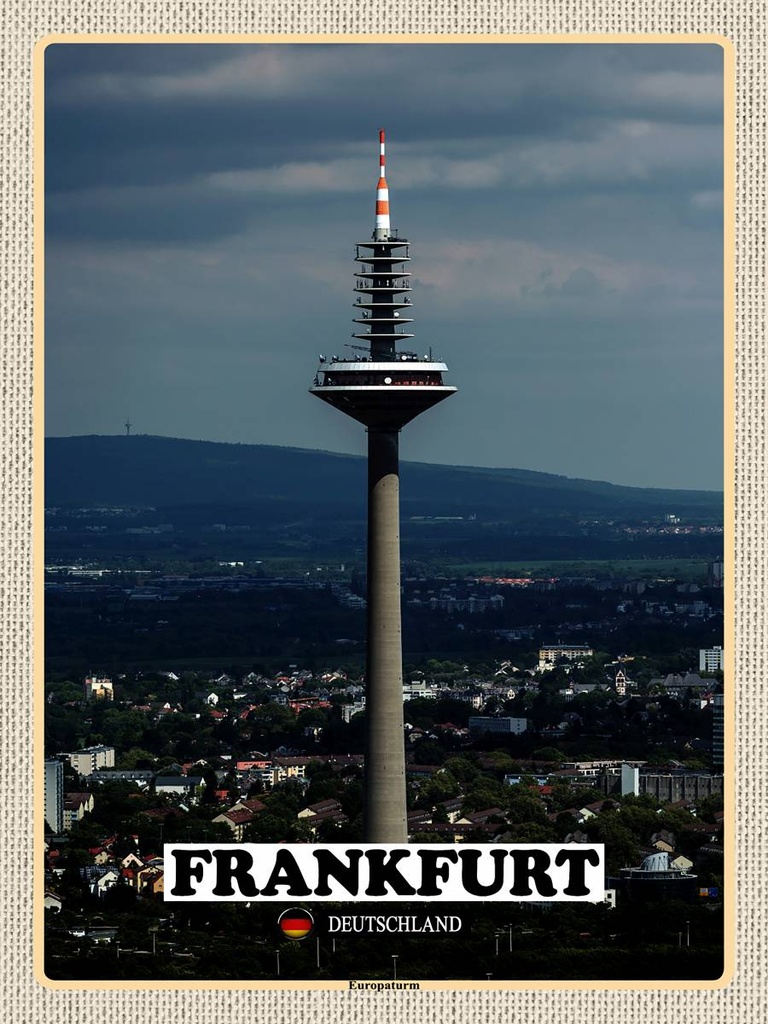 [LA-1792617-H] Holzschild 40x30 cm Frankfurt Europaturm Ausblick Bildmotiv Reisemotiv Abenteuer Reisen