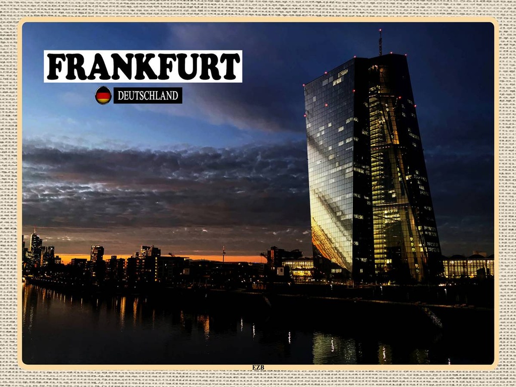 [LA-1792618-H] Holzschild 30x40 cm Frankfurt Deutschland EZB Neubau Bildmotiv Reisemotiv Abenteuer Reisen