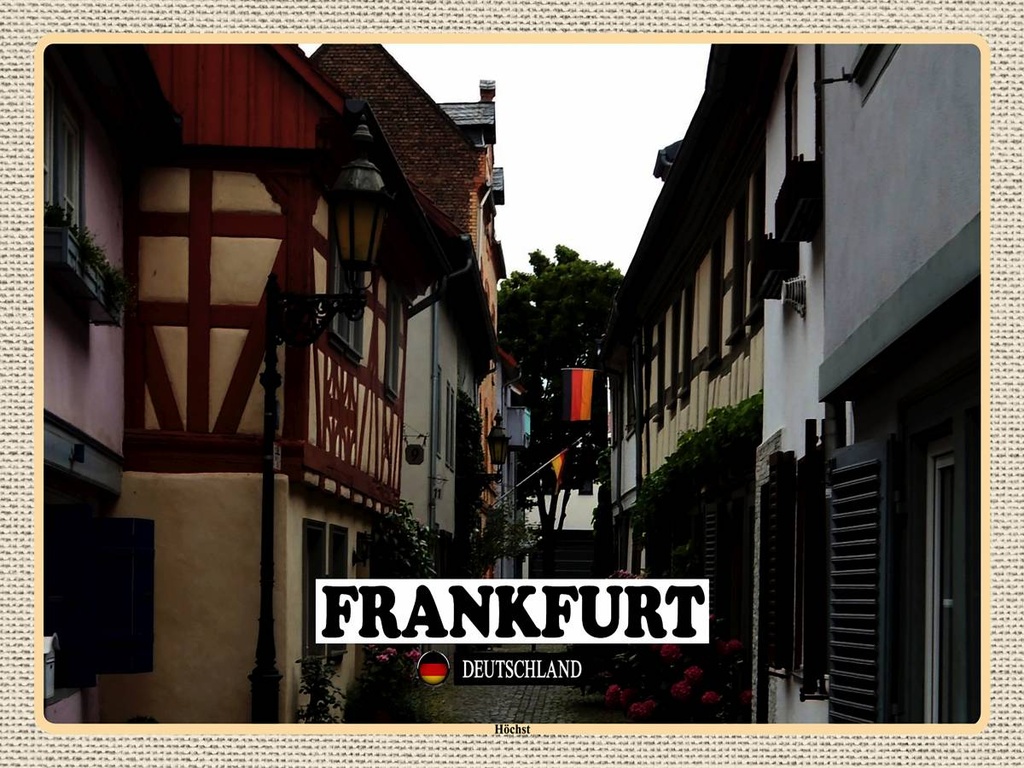 [LA-1792624-H] Holzschild 30x40 cm Frankfurt Deutschland Höchst Bildmotiv Reisemotiv Abenteuer Reisen