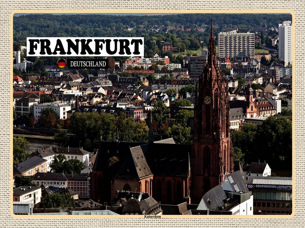 [LA-1792625-H] Holzschild 30x40 cm Frankfurt Kaiserdom Kirche Bildmotiv Reisemotiv Abenteuer Reisen