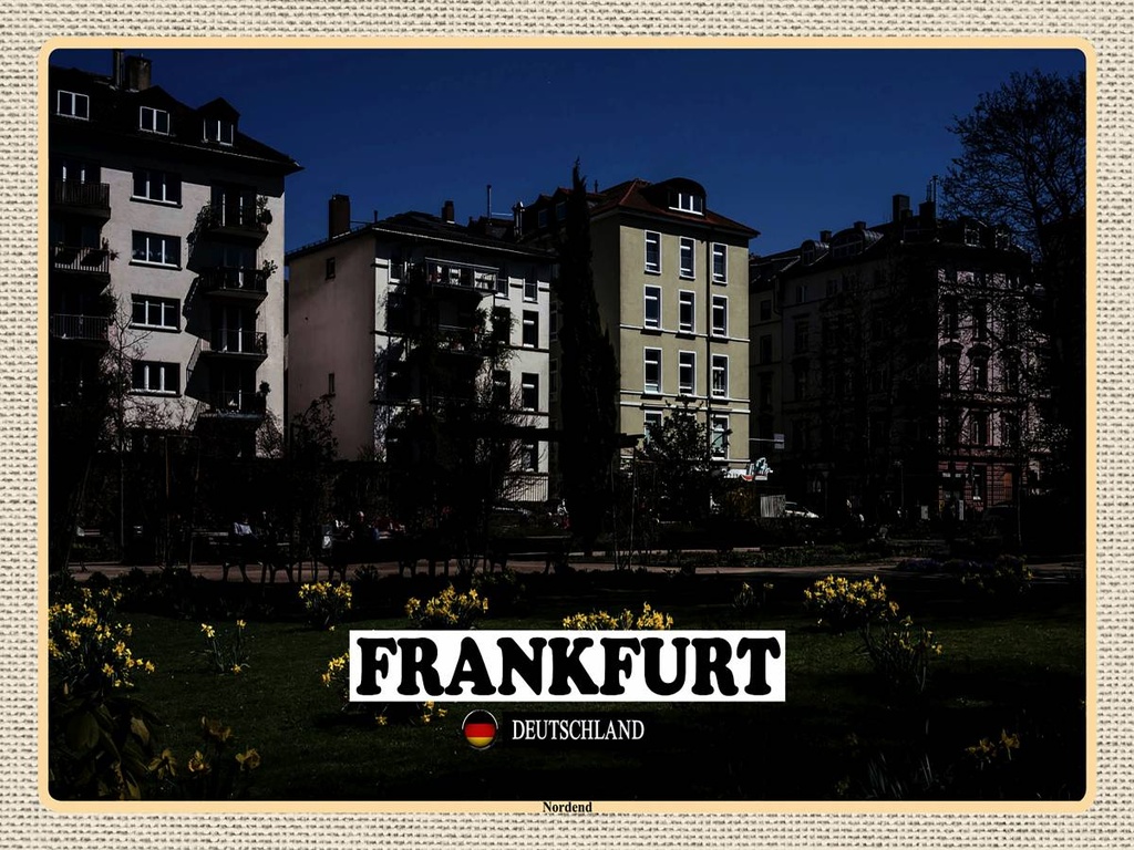 [LA-1792628-H] Holzschild 30x40 cm Frankfurt Nordend Park Gebäude Bildmotiv Reisemotiv Abenteuer Reisen