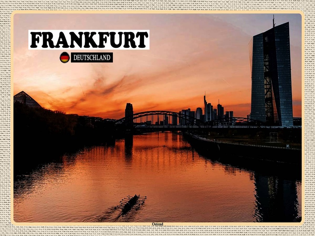 [LA-1792629-H] Holzschild 30x40 cm Frankfurt Ostend Rhein Neubau Bildmotiv Reisemotiv Abenteuer Reisen