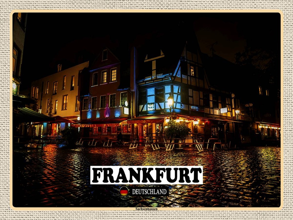 [LA-1792631-H] Holzschild 30x40 cm Frankfurt Sachsenhausen Restaurant Bildmotiv Reisemotiv Abenteuer Reisen