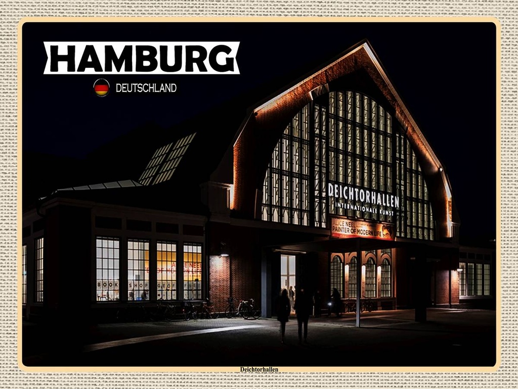 [LA-1792640-H] Holzschild 30x40 cm Hamburg Deichtorhallen Kunst