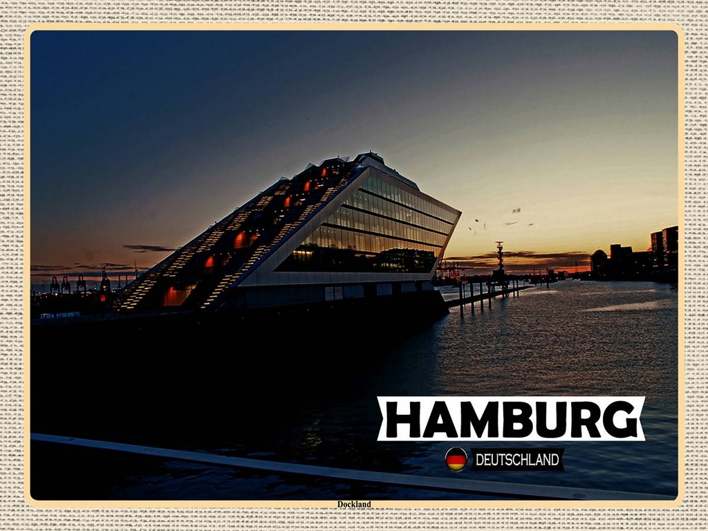 [LA-1792641-H] Holzschild 30x40 cm Hamburg Dockland Bildmotiv Reisemotiv Abenteuer Reisen