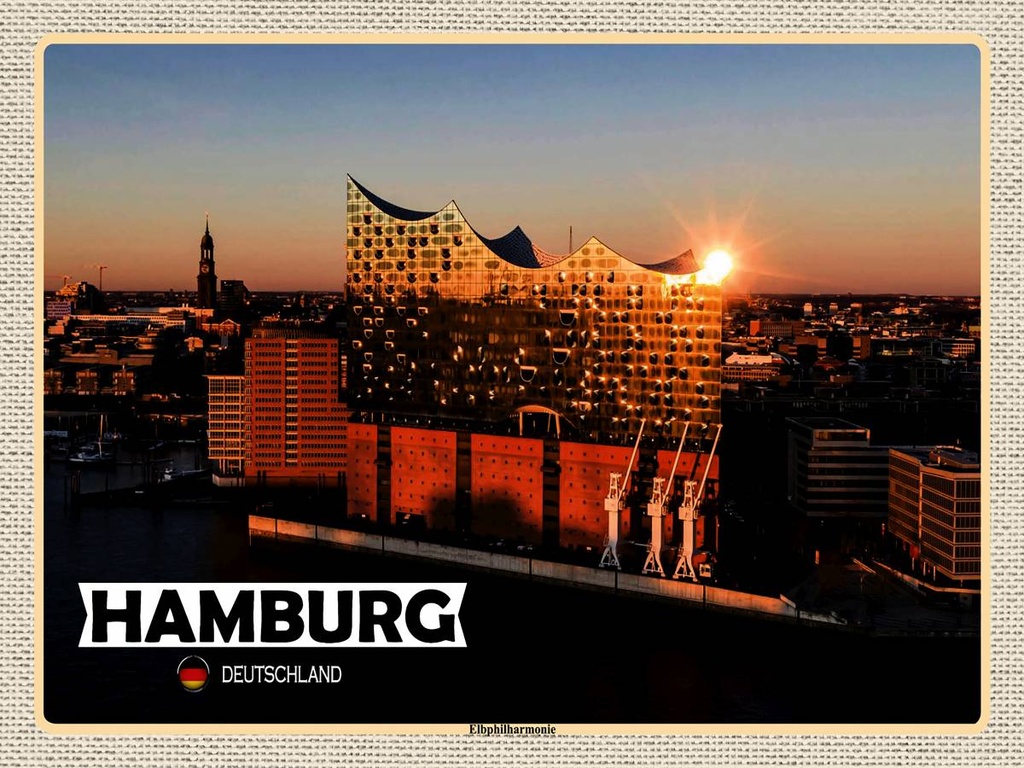 [LA-1792642-H] Holzschild 30x40 cm Hamburg Elbphilharmonie Bildmotiv Reisemotiv Abenteuer Reisen