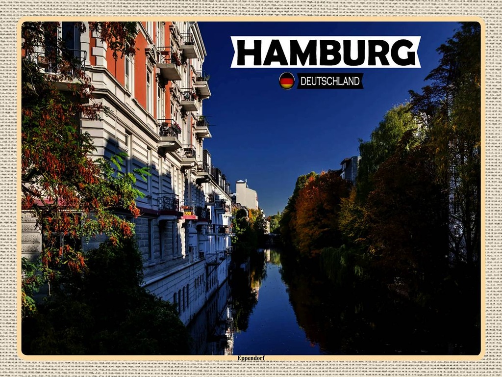 [LA-1792644-H] Holzschild 30x40 cm Hamburg Eppendorf Ausblick Fluss Bildmotiv Reisemotiv Abenteuer Reisen