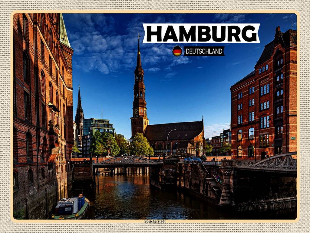 [LA-1792649-H] Holzschild 30x40 cm Hamburg Speicherstadt