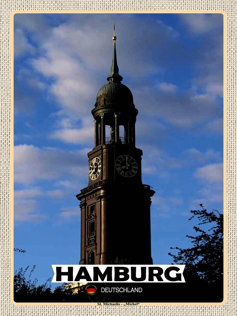 [LA-1792651-H] Holzschild 40x30 cm Hamburg St. Michaelis Michael
