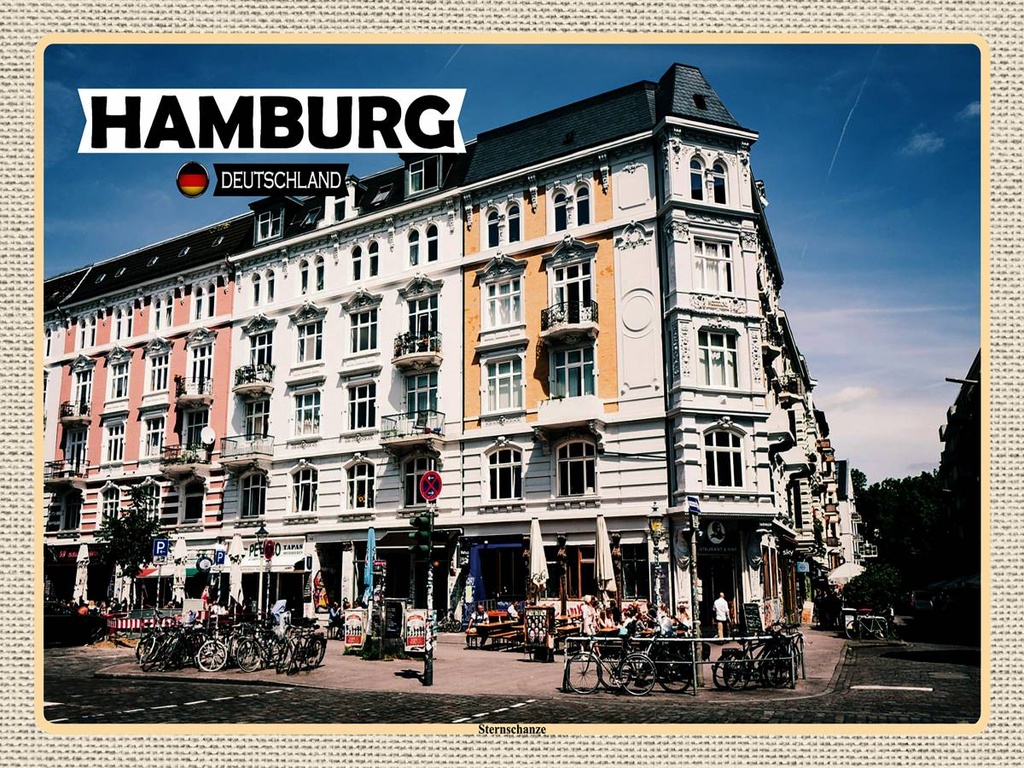 [LA-1792652-H] Holzschild 30x40 cm Hamburg Sternschanze Altstadt Bildmotiv Reisemotiv Abenteuer Reisen