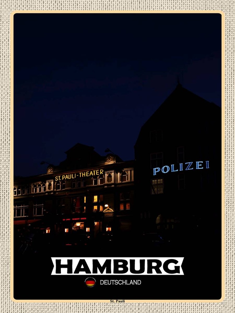 [LA-1792653-H] Holzschild 40x30 cm Hamburg St. Pauli Theater Bildmotiv Reisemotiv Abenteuer Reisen