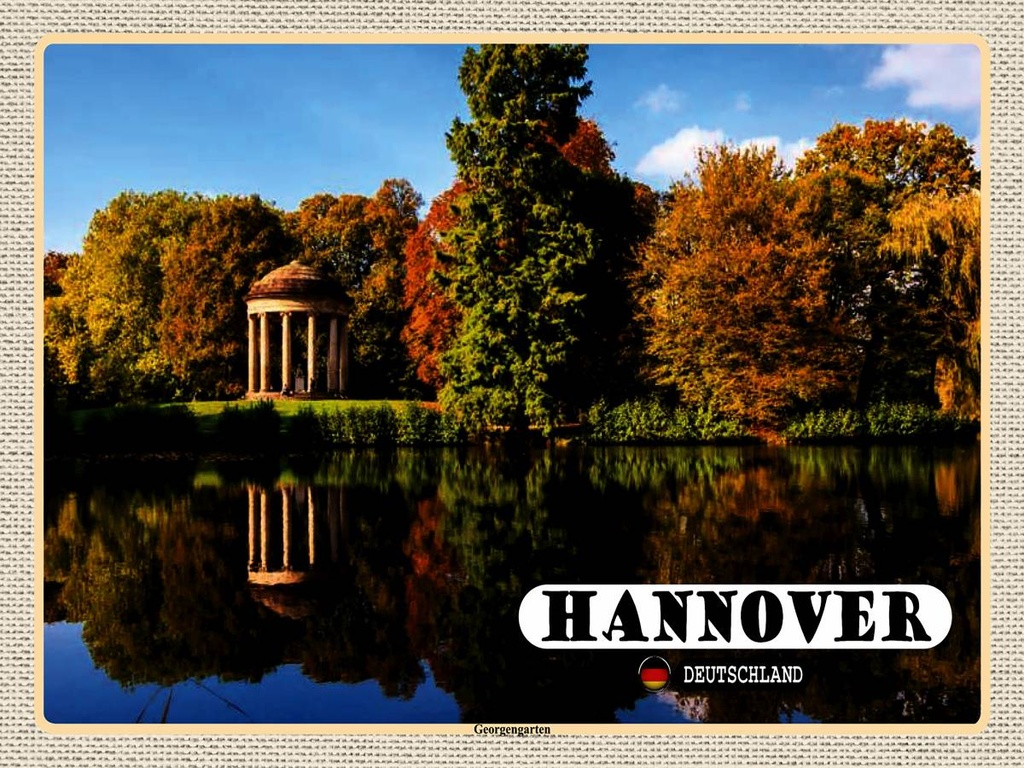 [LA-1792659-H] Holzschild 30x40 cm Hannover Blick auf Georgengarten Bildmotiv Reisemotiv Abenteuer Reisen