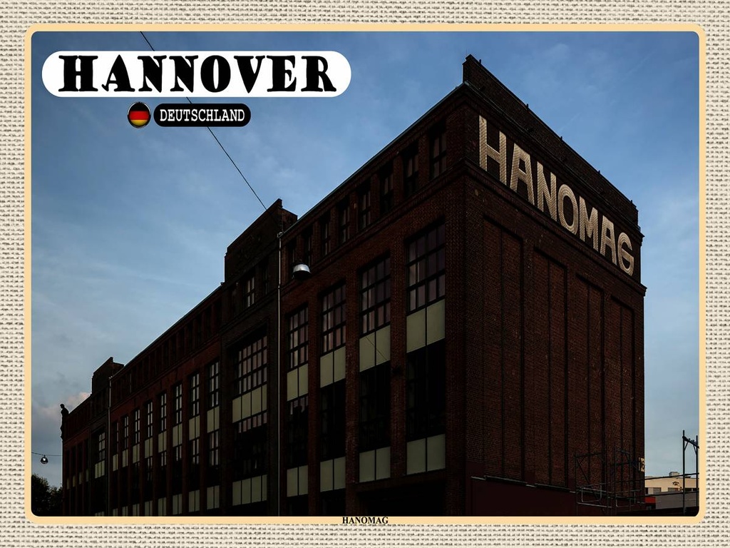 [LA-1792660-H] Holzschild 30x40 cm Hannover Hanomag Maschienenbau Bildmotiv Reisemotiv Abenteuer Reisen
