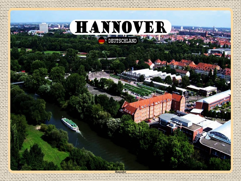 [LA-1792663-H] Holzschild 30x40 cm Hannover Blick auf Ihmeufer Bildmotiv Reisemotiv Abenteuer Reisen