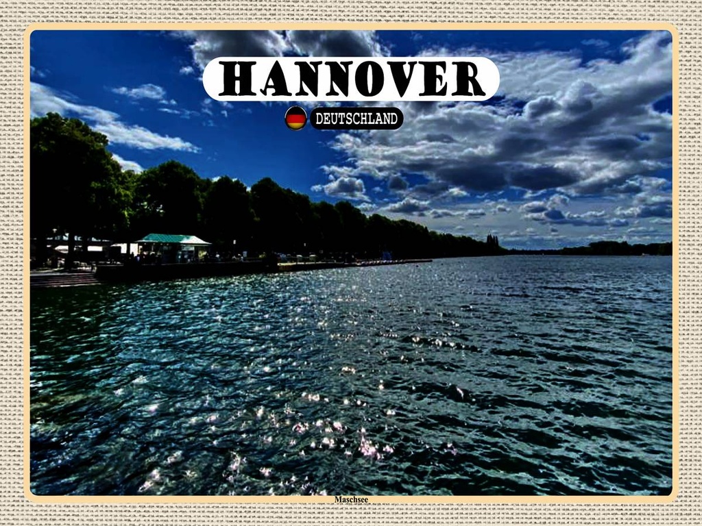[LA-1792668-H] Holzschild 30x40 cm Hannover Maschsee Natur Bildmotiv Reisemotiv Abenteuer Reisen