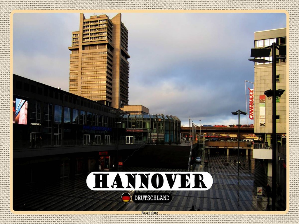 [LA-1792671-H] Holzschild 30x40 cm Hannover Raschplatz Stadt Bildmotiv Reisemotiv Abenteuer Reisen