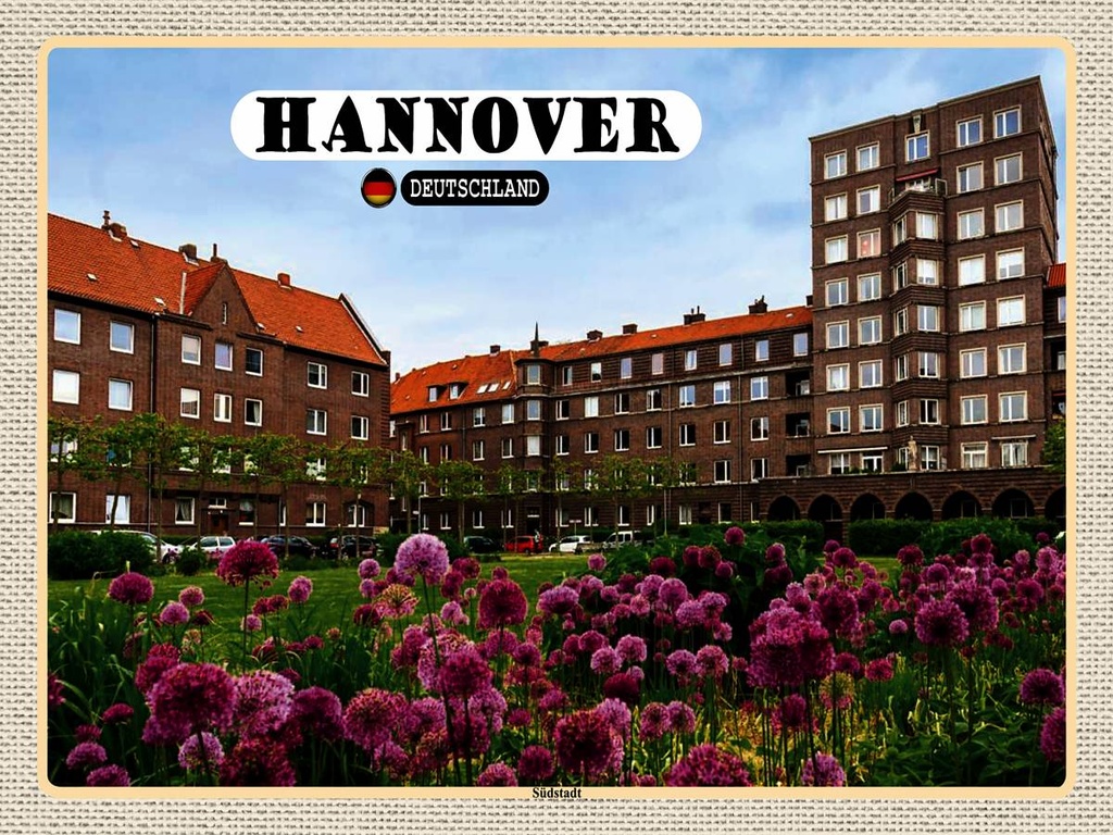 [LA-1792673-H] Holzschild 30x40 cm Hannover Südstadt Gebäude Natur Bildmotiv Reisemotiv Abenteuer Reisen