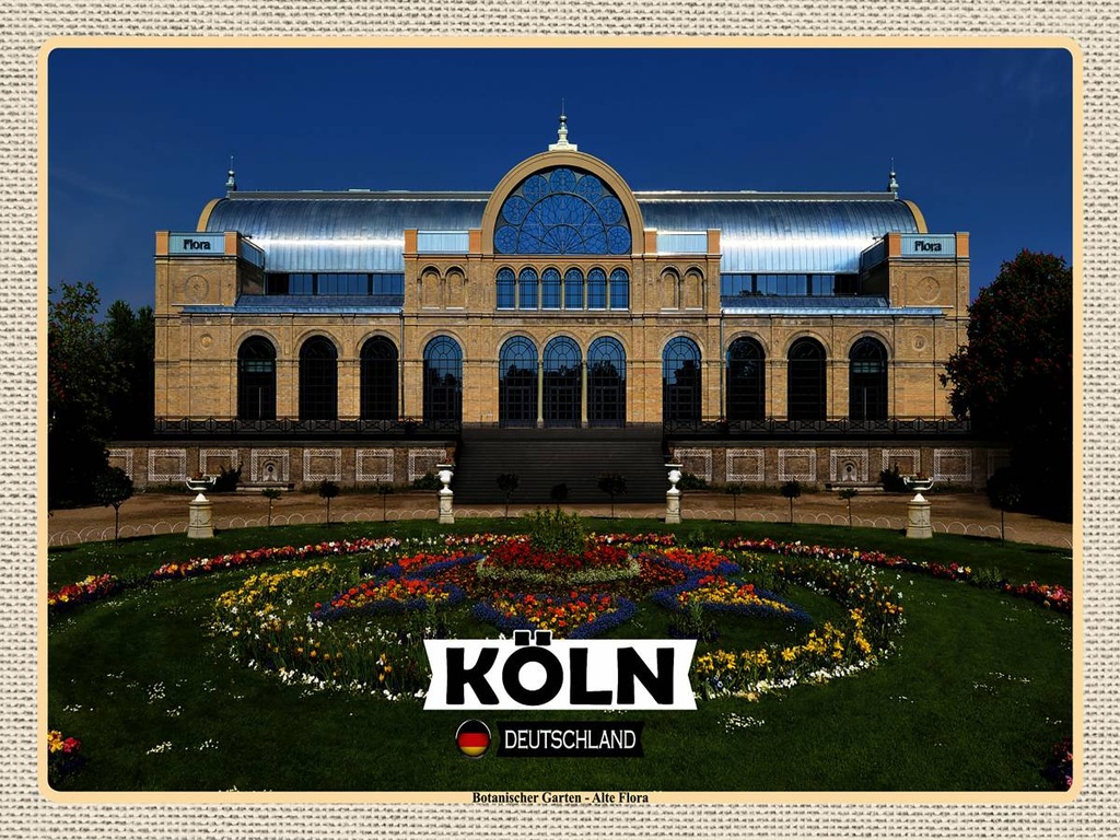 [LA-1792675-H] Holzschild 30x40 cm Köln Botanischer Garten Alte Flora Bildmotiv Reisemotiv Abenteuer Reisen