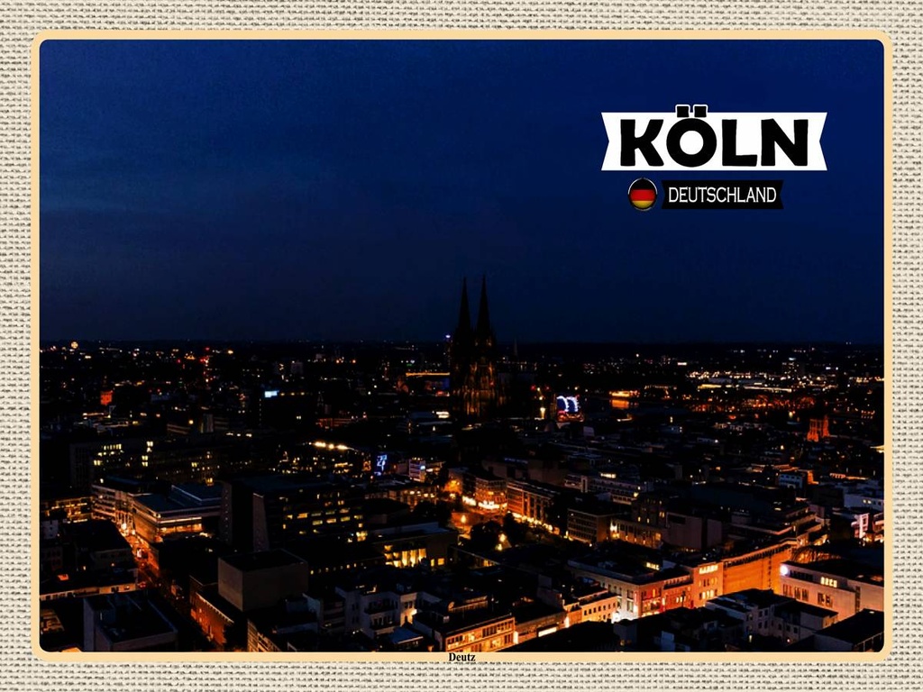 [LA-1792676-H] Holzschild 30x40 cm Köln Deutz Blick auf Stadt Bildmotiv Reisemotiv Abenteuer Reisen