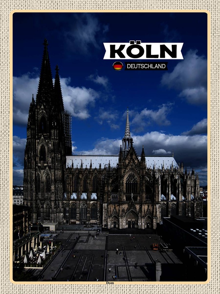 [LA-1792677-H] Holzschild 40x30 cm Köln Dom Blick auf Domplatz Bildmotiv Reisemotiv Abenteuer Reisen