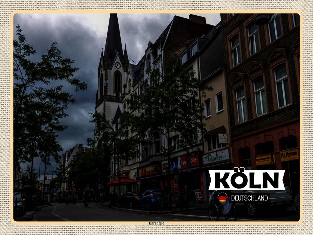 [LA-1792678-H] Holzschild 30x40 cm Köln Erhrenfeld Stadt Straße Bildmotiv Reisemotiv Abenteuer Reisen
