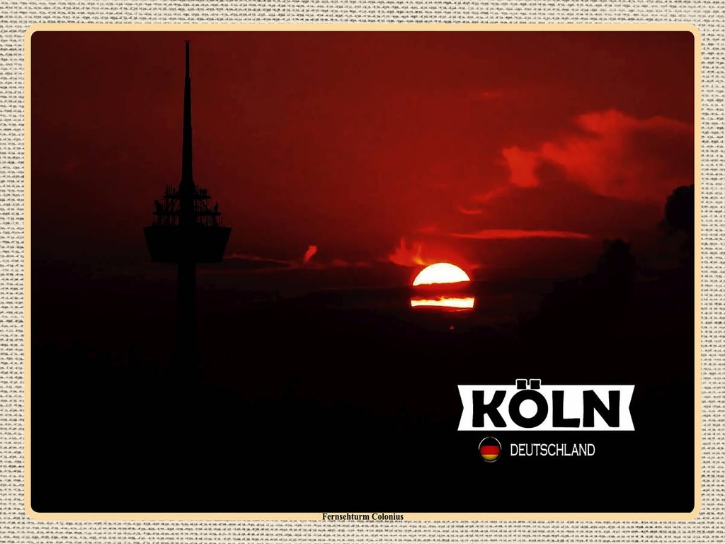 [LA-1792679-H] Holzschild 30x40 cm Köln Fernsehturm Colonius Bildmotiv Reisemotiv Abenteuer Reisen