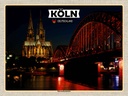 Holzschild 30x40 cm Köln Hohenzollernbrücke Nacht Bildmotiv Reisemotiv Abenteuer Reisen