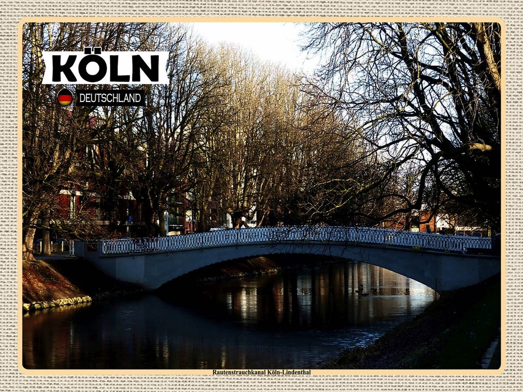 [LA-1792687-H] Holzschild 30x40 cm Rautenstrauchkanal Köln-Lindenthal Bildmotiv Reisemotiv Abenteuer Reisen