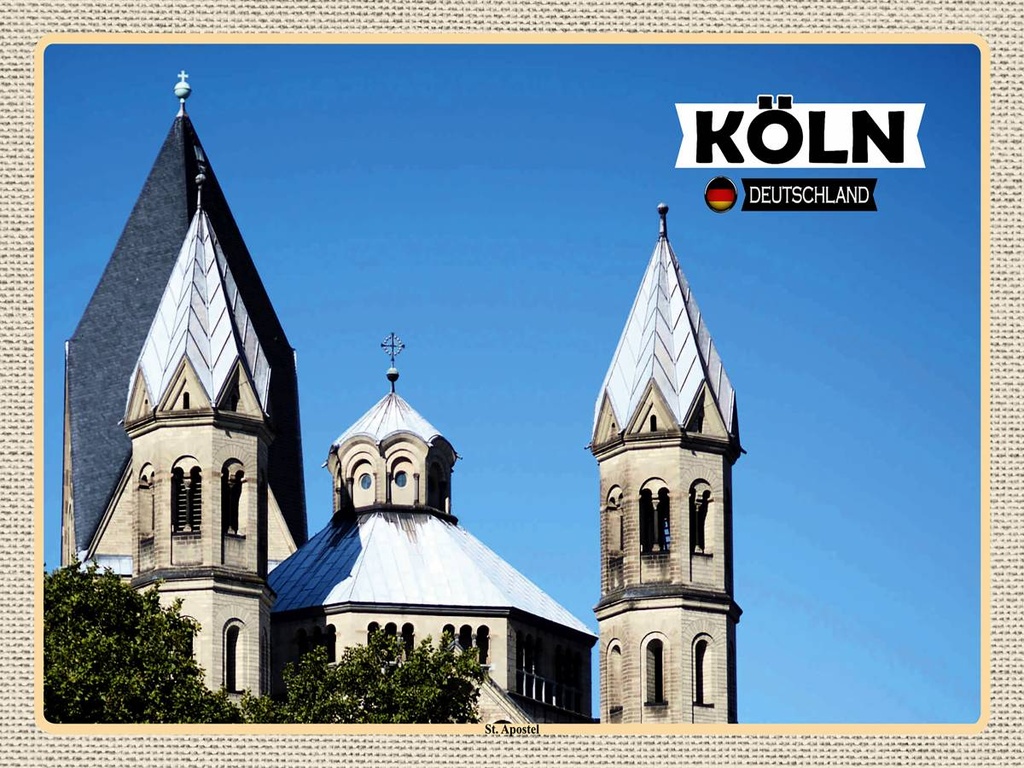 [LA-1792690-H] Holzschild 30x40 cm Köln St. Apostel Bildmotiv Reisemotiv Abenteuer Reisen