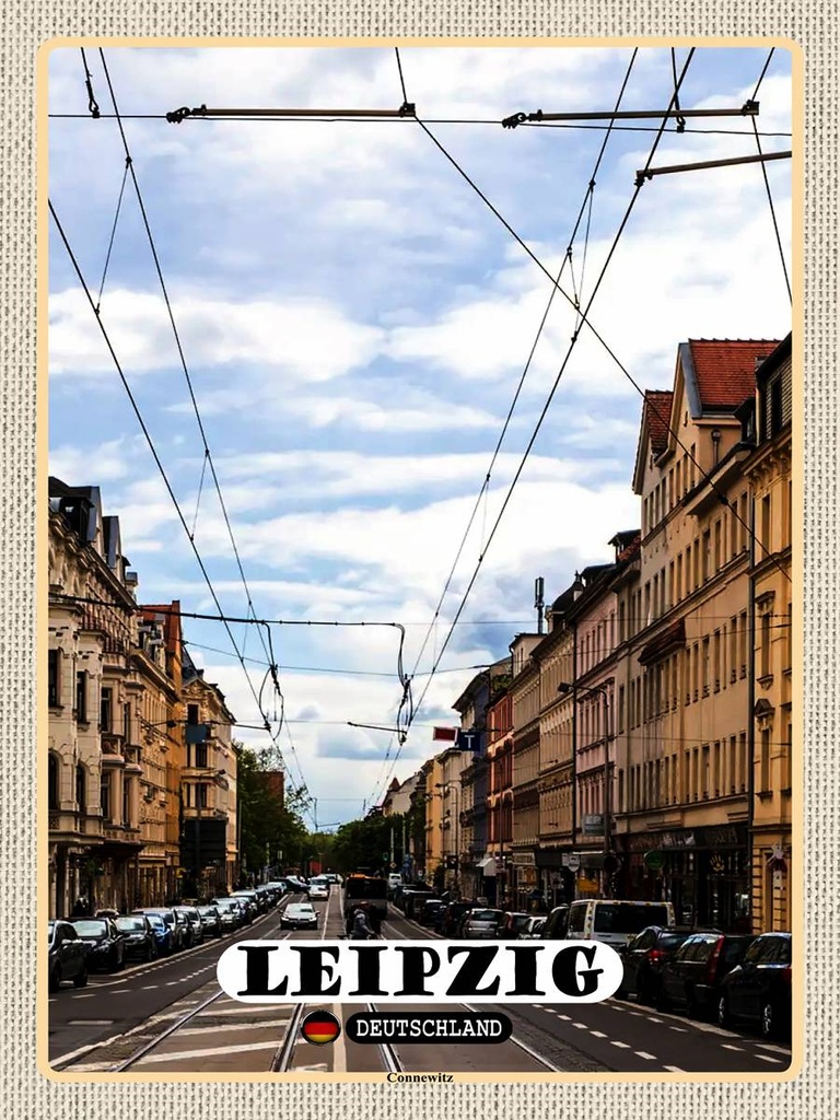 [LA-1792693-H] Holzschild 40x30 cm Leipzig Connewitz Bahngleisen Bildmotiv Reisemotiv Abenteuer Reisen