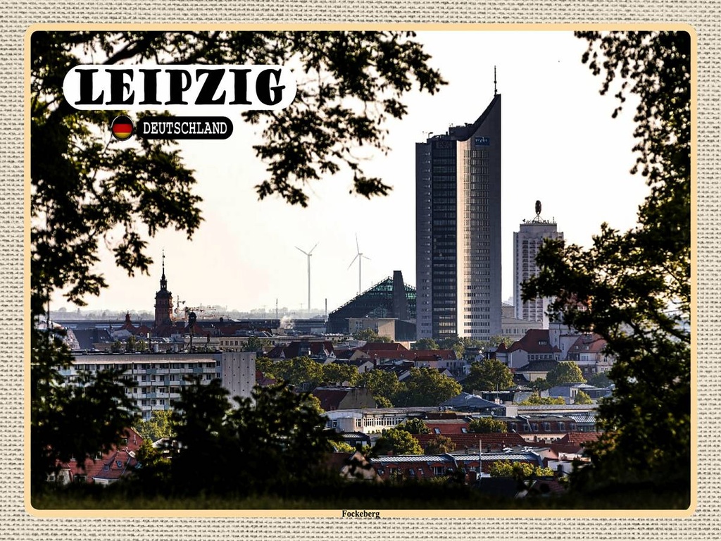 [LA-1792694-H] Holzschild 30x40 cm Leipzig Fockeberg Aussicht Bildmotiv Reisemotiv Abenteuer Reisen