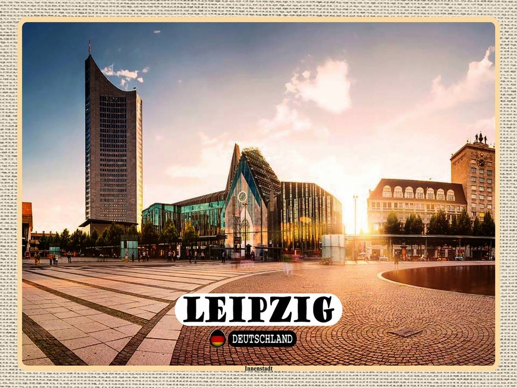 [LA-1792696-H] Holzschild 30x40 cm Leipzig Innenstadt Teich Gebäude