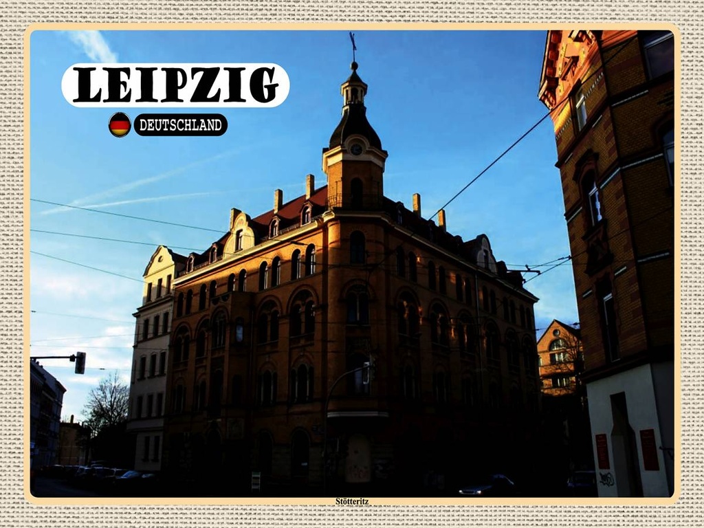 [LA-1792704-H] Holzschild 30x40 cm Leipziger Stötteritz Gebäude Bildmotiv Reisemotiv Abenteuer Reisen