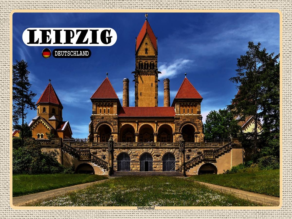 [LA-1792705-H] Holzschild 30x40 cm Leipzig Südfriedhof Bildmotiv Reisemotiv Abenteuer Reisen