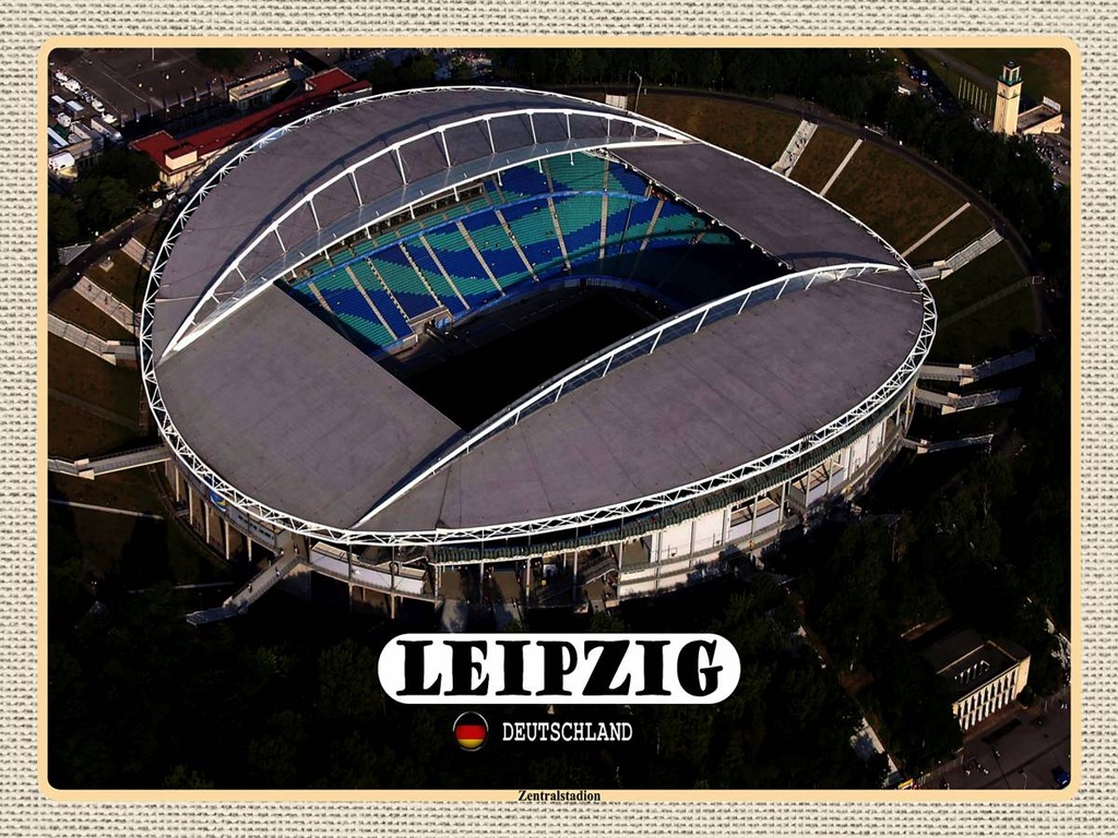 [LA-1792709-H] Holzschild 30x40 cm Leipzig Blick Zentralstadion Bildmotiv Reisemotiv Abenteuer Reisen