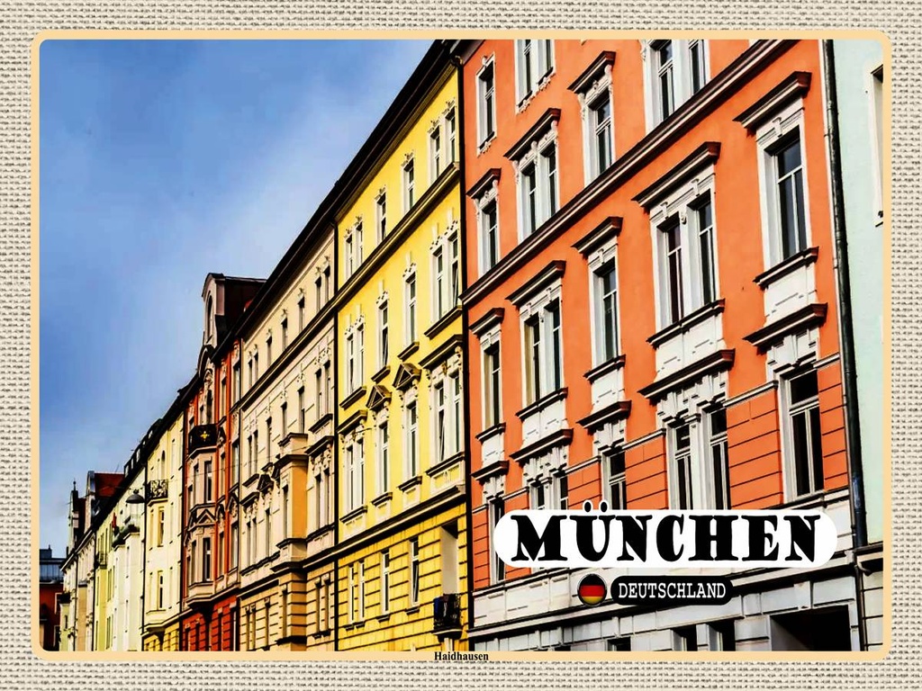 [LA-1792714-H] Holzschild 30x40 cm München Haidhausen Gebäude Bildmotiv Reisemotiv Abenteuer Reisen