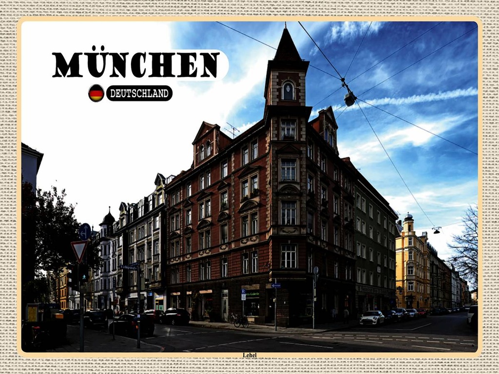 [LA-1792716-H] Holzschild 30x40 cm München Lehel Straße Stadt Bildmotiv Reisemotiv Abenteuer Reisen